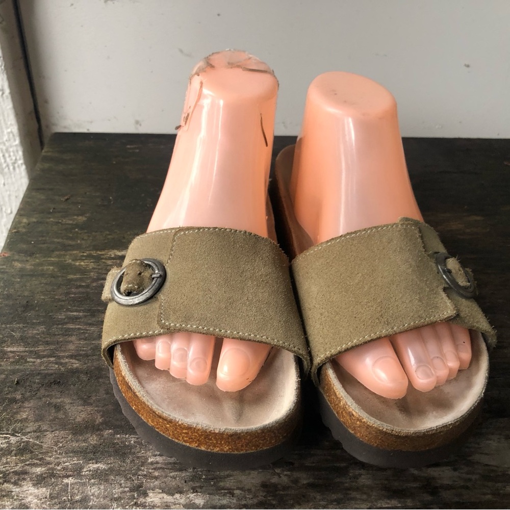 LL Bean Arizona Sandals Stone Birko-Flor Nubuck Slip On Sandals Select Size 8 - Picture 2 of 15